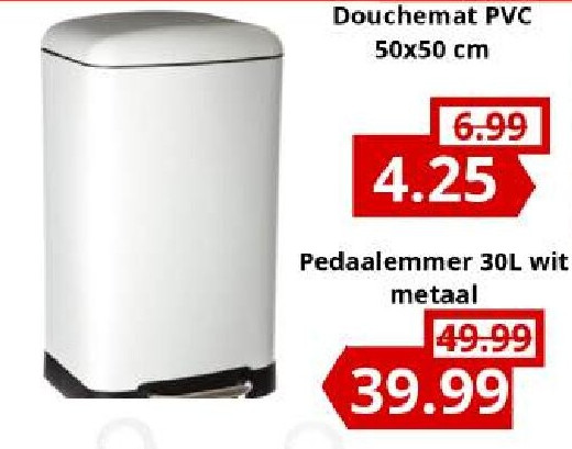 Pedaalemmer 30L wit metaal