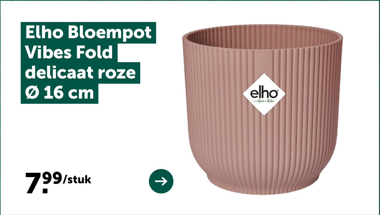 Elho Bloempot Vibes Fold delicaat roze Ø 16 cm