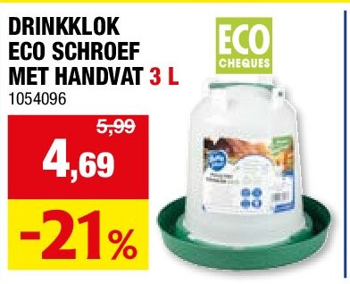 DRINKKLOK ECO SCHROEF MET HANDVAT 3 L