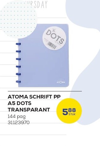 ATOMA SCHRIFT PP A5 DOTS TRANSPARANT 144 pag