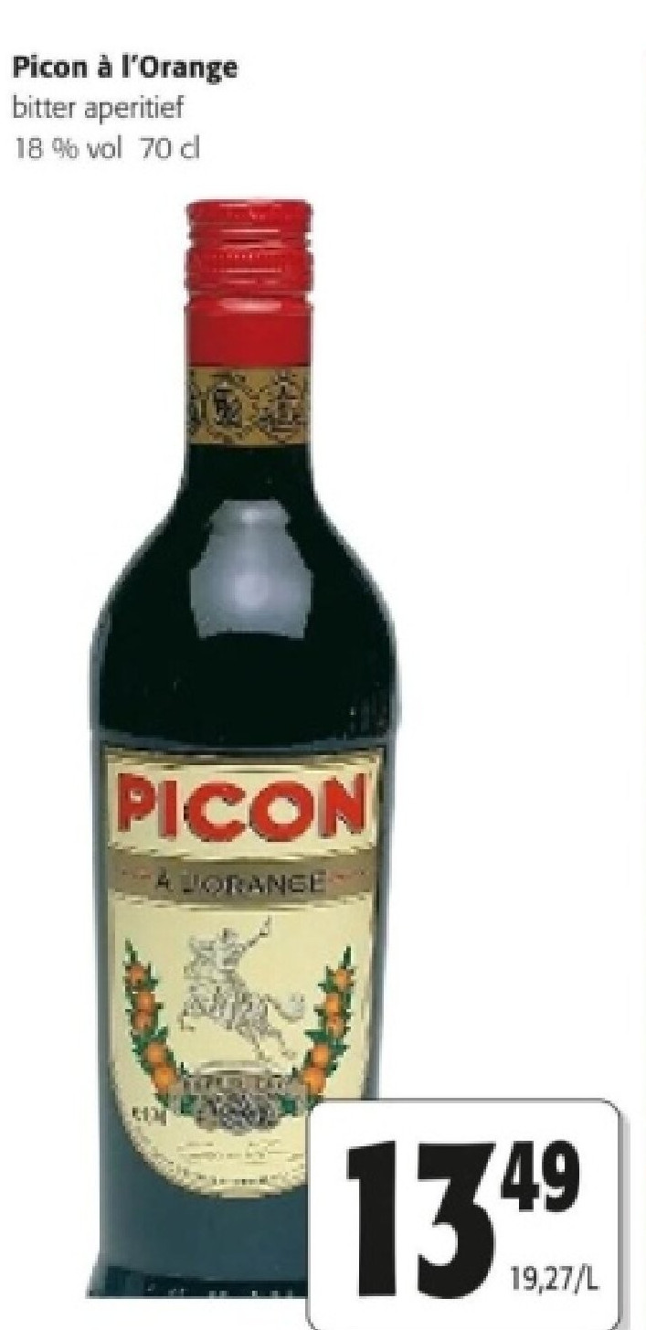 Picon à l'Orange bitter aperitief 18% vol 70 cl