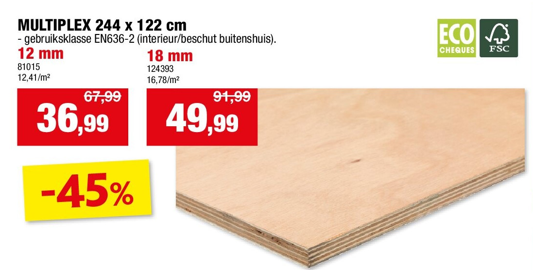 MULTIPLEX 244 x 122 cm 12 mm