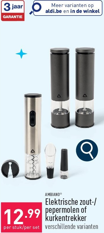 Elektrische zout-/pepermolen of kurkentrekker