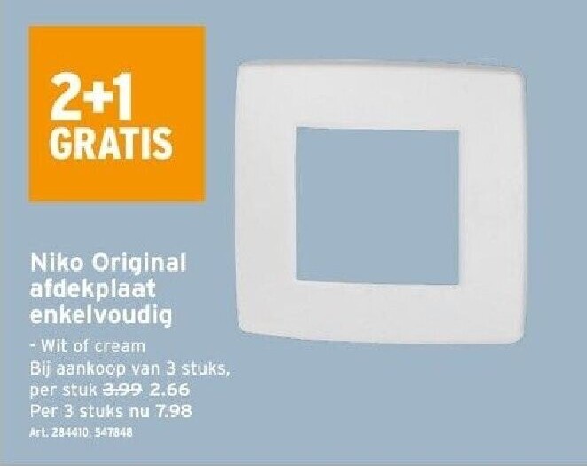 Niko Original afdekplaat enkelvoudig