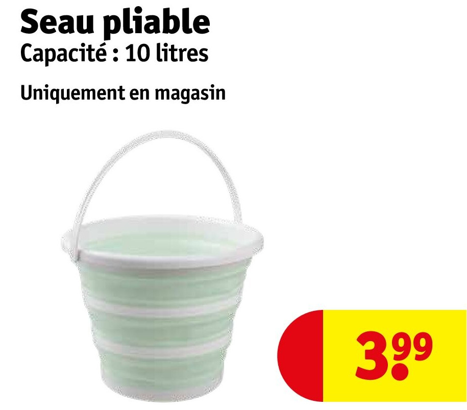 Seau pliable Capacité : 10 litres