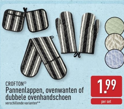 Pannenlappen, ovenwanten of dubbele ovenhandschoen