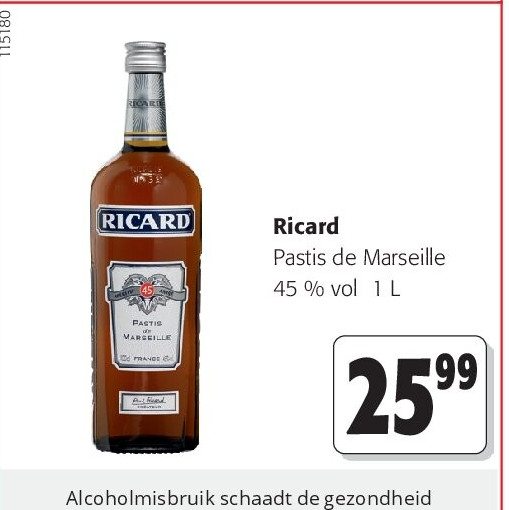 Ricard Pastis de Marseille 45 % vol 1 L