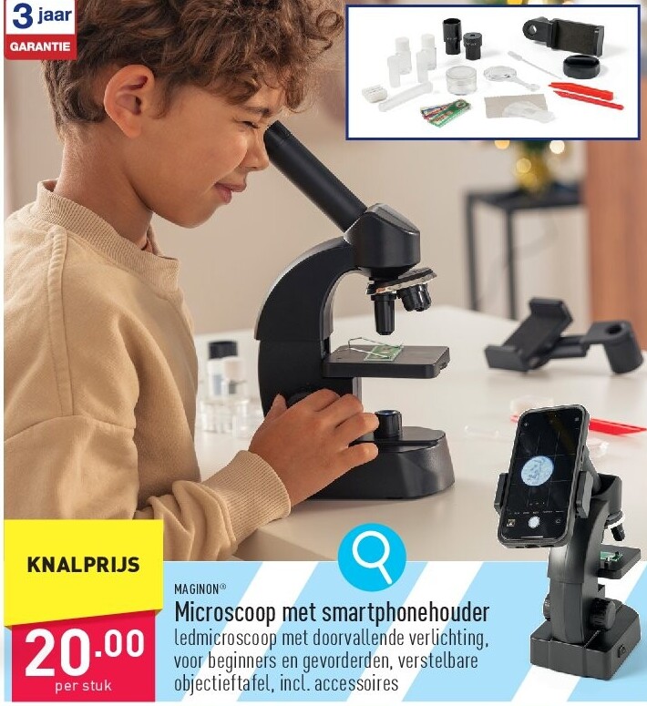 Microscoop met smartphonehouder