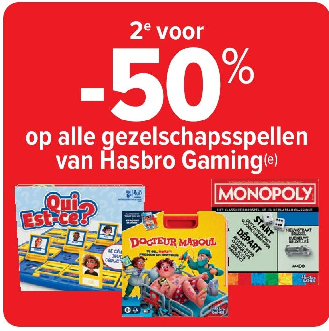 op alle gezelschapsspellen van Hasbro Gaming