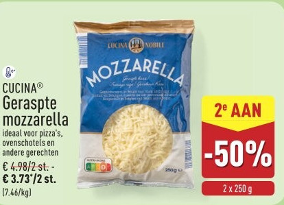 Geraspte mozzarella