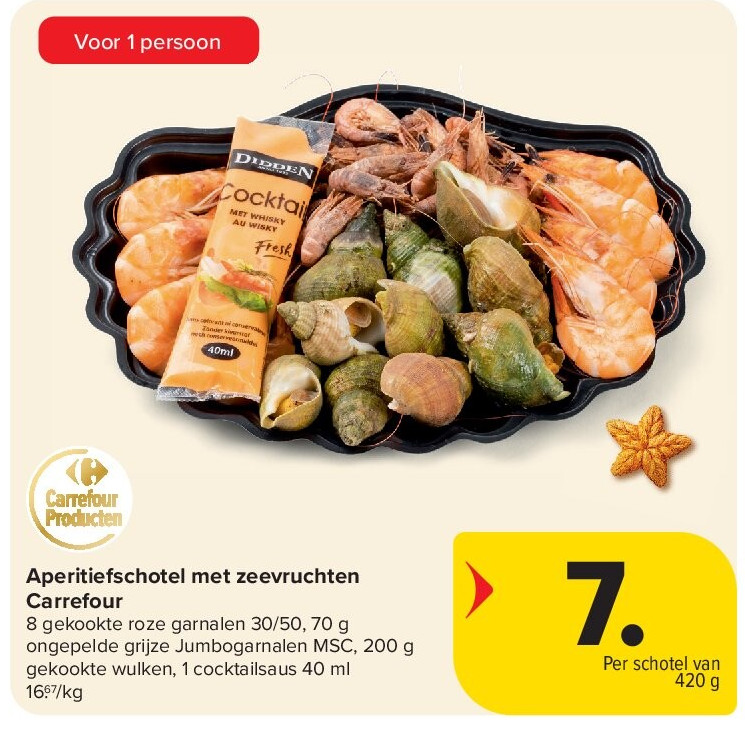 Aperitiefschotel met zeevruchten Carrefour