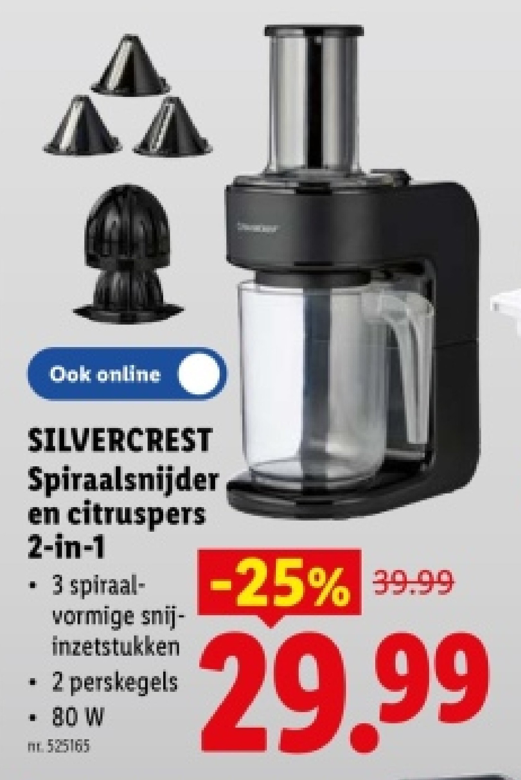 Spiraalsnijder en citruspers 2-in-1