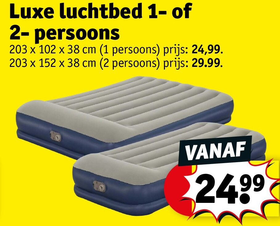 Luxe luchtbed 1- of 2- persoons