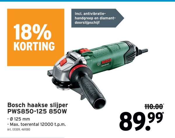 Bosch haakse slijper PWS850-125 850W