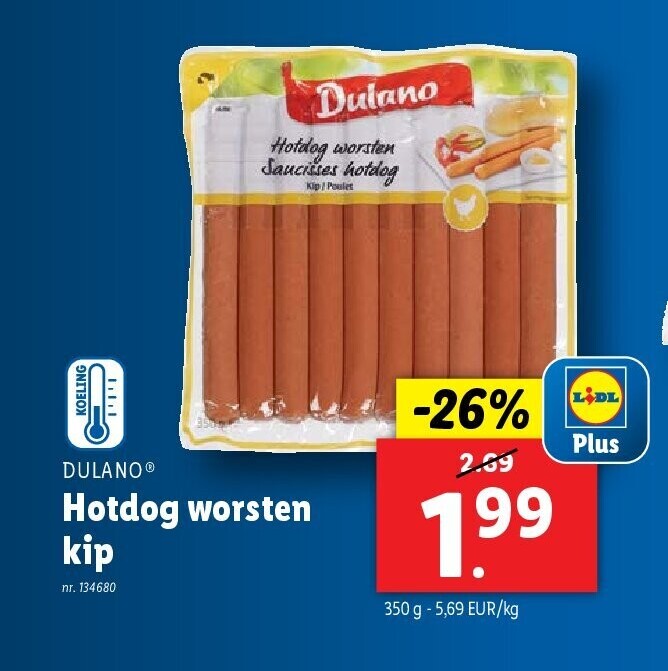 Hotdog worsten kip