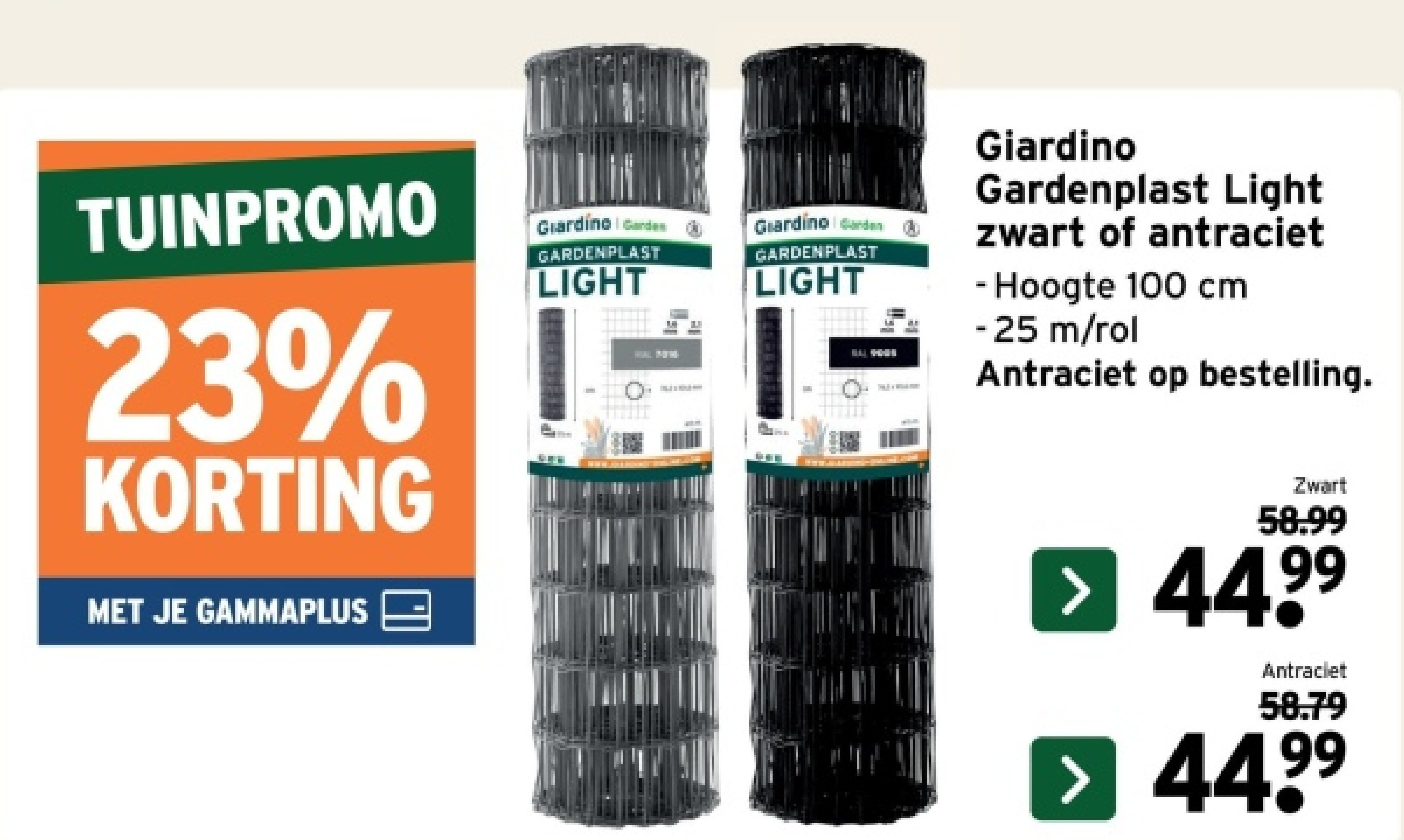 Giardino Gardenplast Light zwart of antraciet