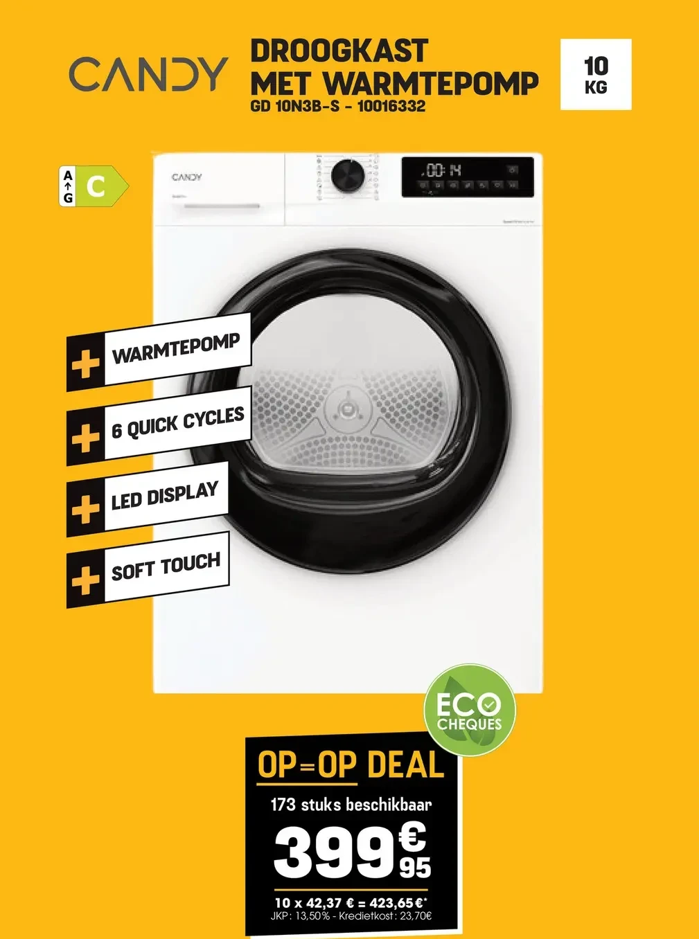 Candy DROOGKAST MET WARMTEPOMP GD 10N3B-S