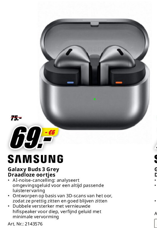 Samsung Galaxy Buds 3 Grey Draadloze oortjes