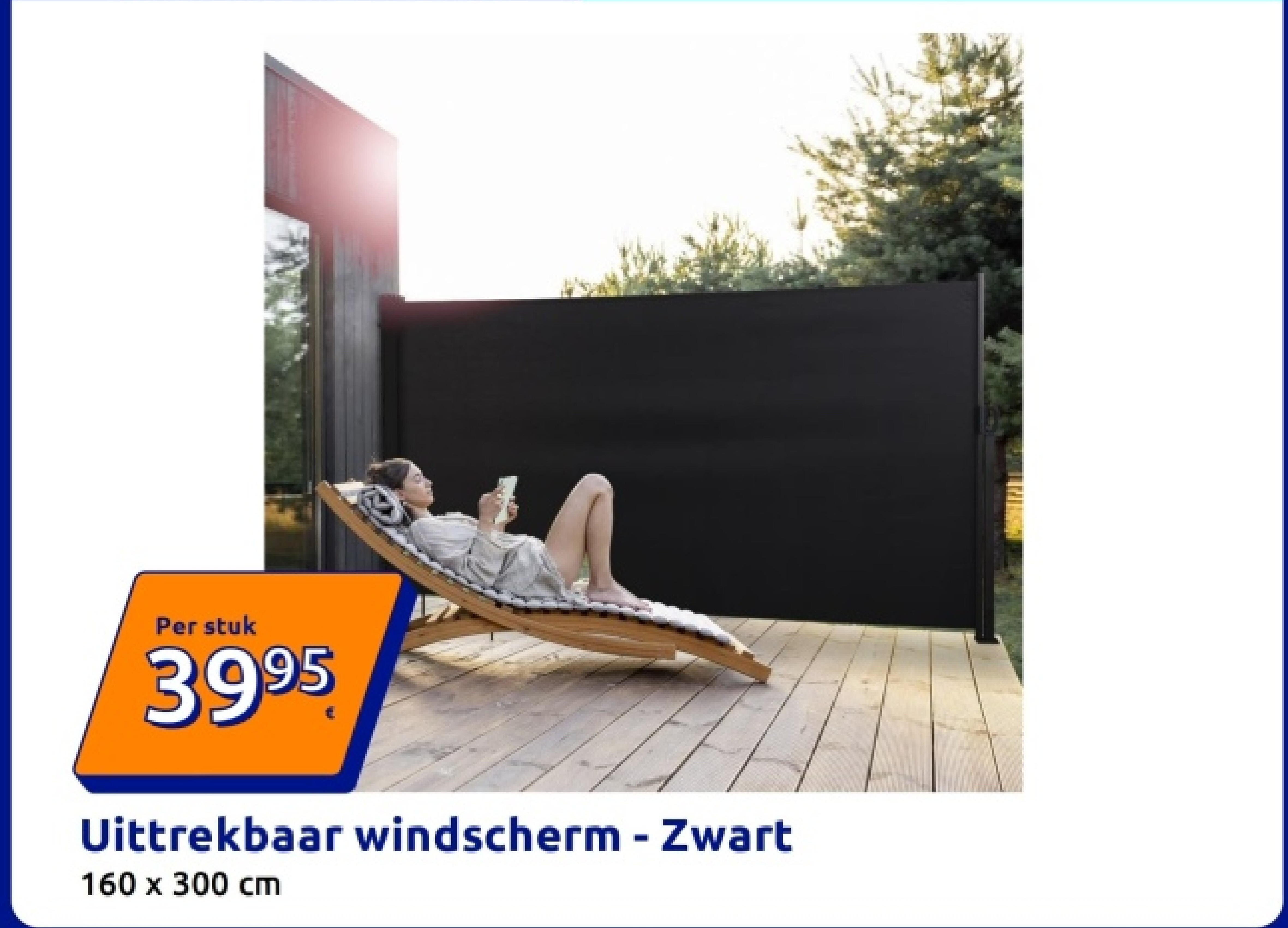 Uittrekbaar windscherm - Zwart