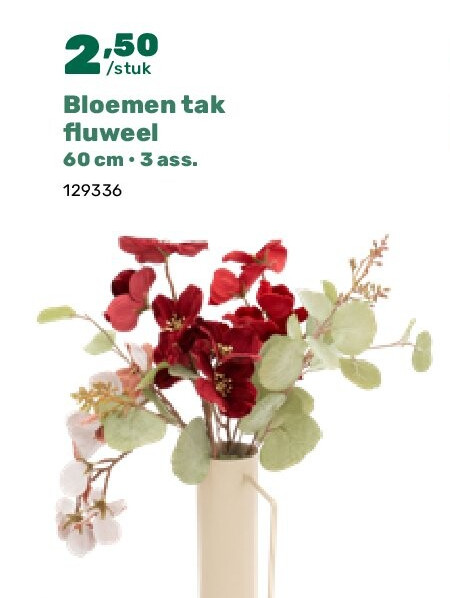 Bloemen tak fluweel 60 cm • 3 ass.