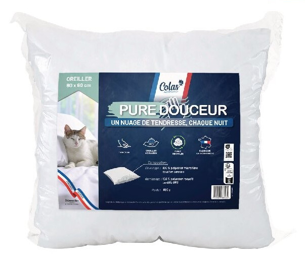 Oreiller moelleux Pure Douceur 60 x 60 cm