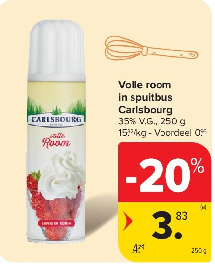 Volle room in spuitbus Carlsbourg