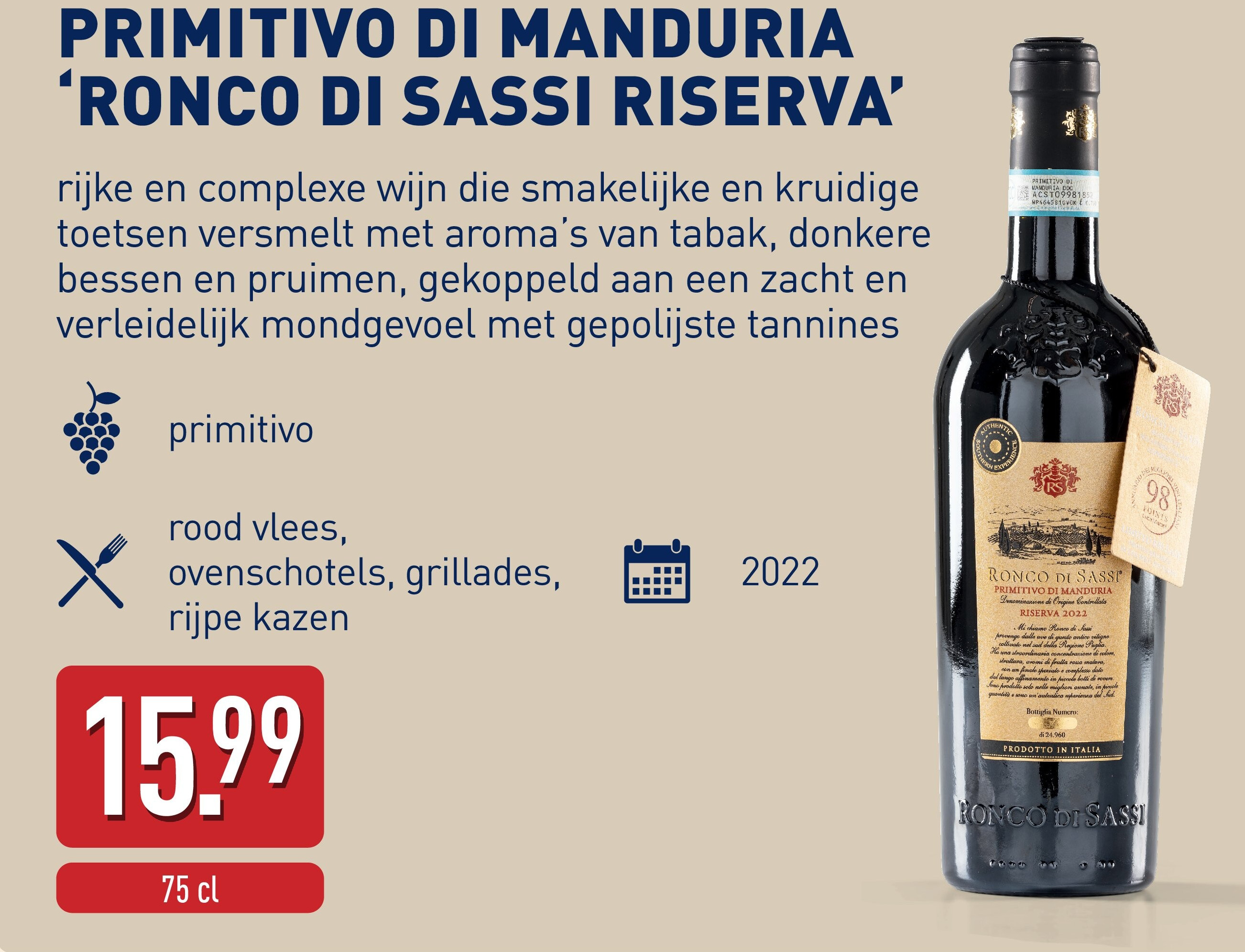 PRIMITIVO DI MANDURIA ‘RONCO DI SASSI RISERVA