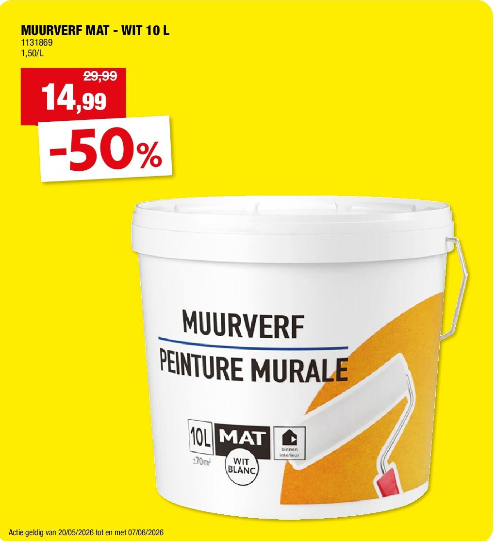 MUURVERF MAT - WIT 10 L