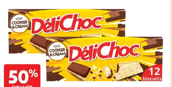 Biscuits Délichoc Cookies & Cream Delacre