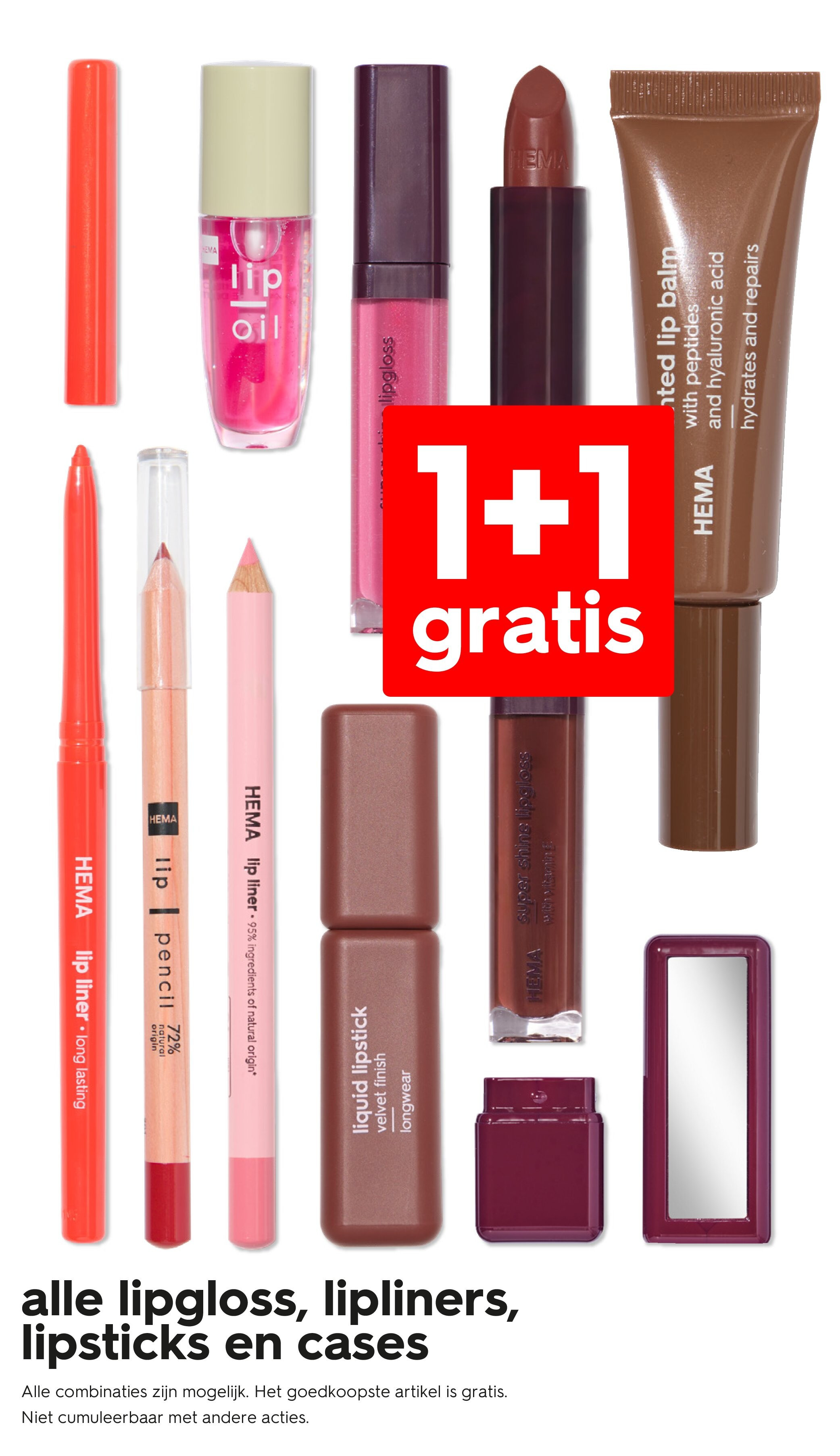 alle lipgloss, lipliners, lipsticks en cases