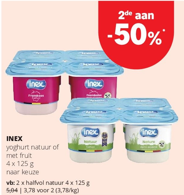 INEX halfvol natuur 4 x 125 g
