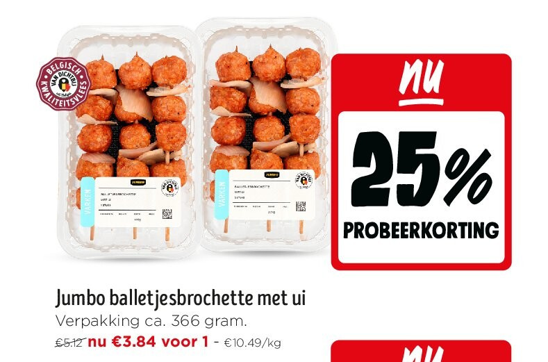 Jumbo balletjesbrochette met ui