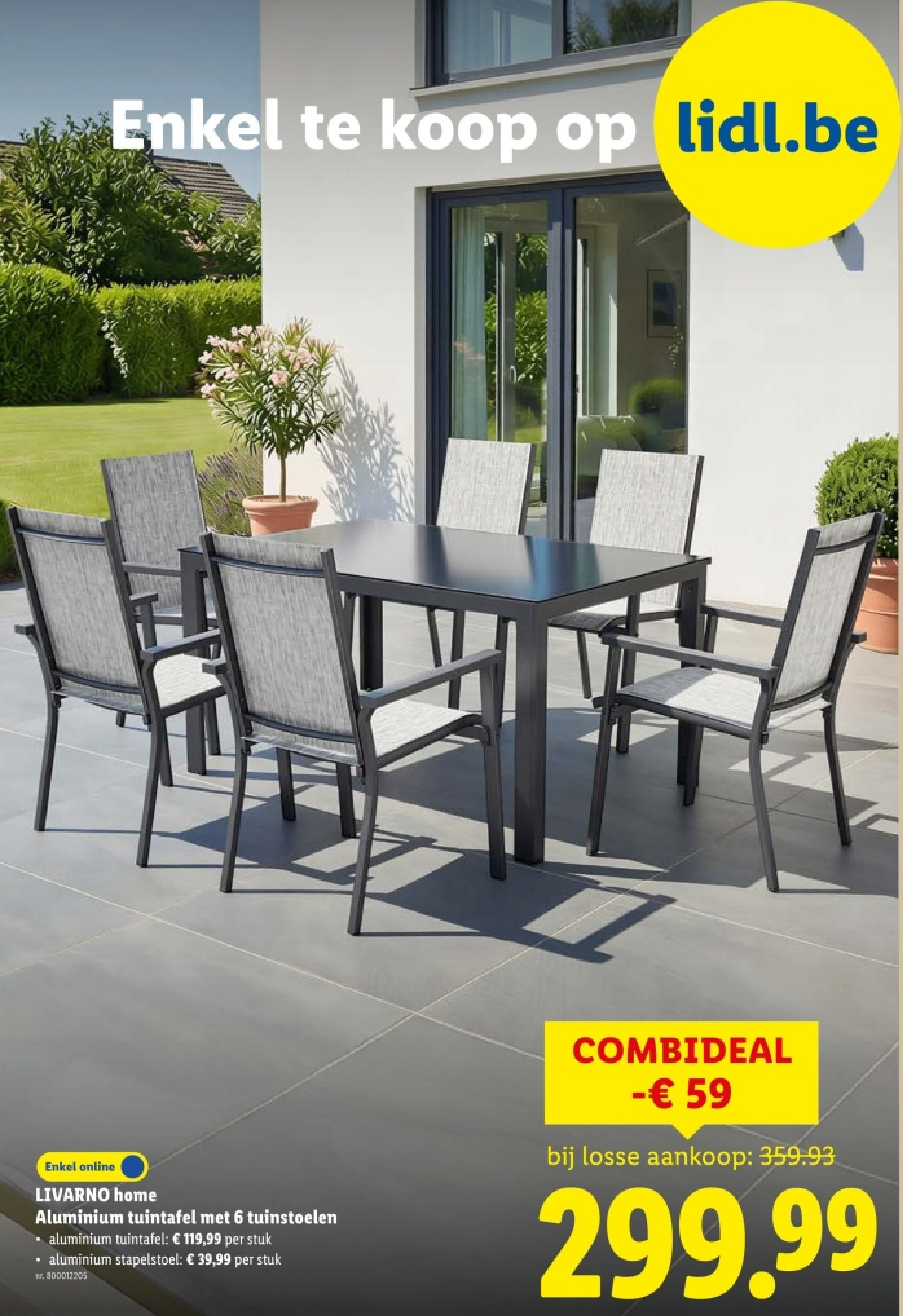 Aluminium tuintafel met 6 tuinstoelen