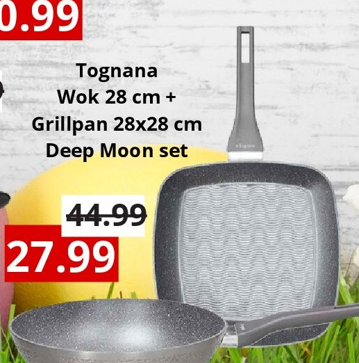 Tognana Wok 28 cm + Grillpan 28x28 cm Deep Moon set