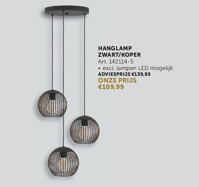HANGLAMP ZWART/KOPER