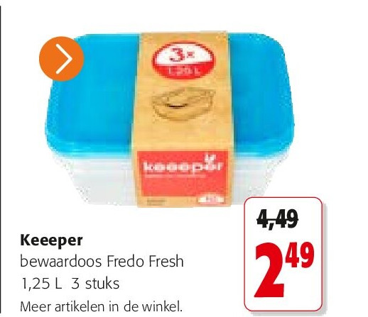 Keeeper bewaardoos Fredo Fresh 1,25 L 3 stuks