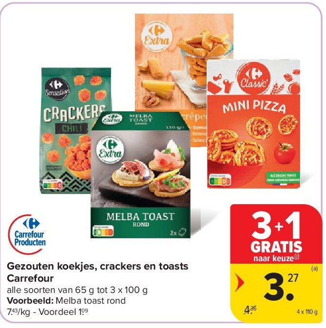 Gezouten koekjes, crackers en toasts Carrefour