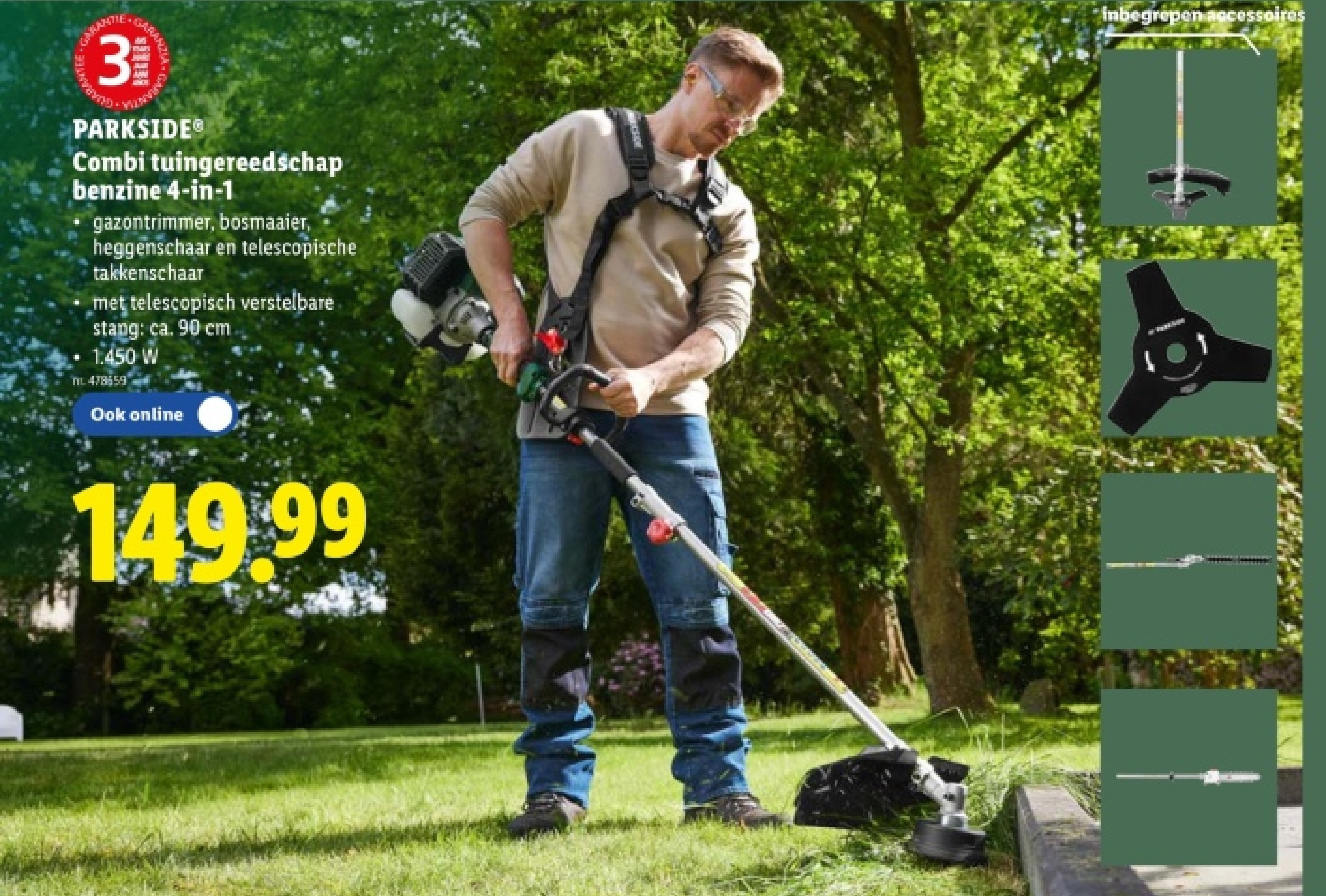 Combi tuingereedschap benzine 4-in-1