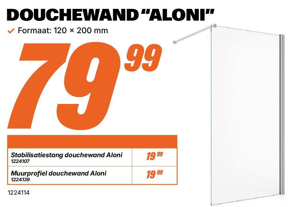 Douchewand Aloni 120 x 200 mm