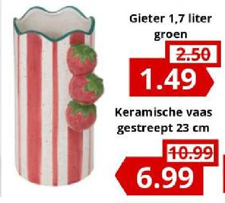 Keramische vaas gestreept 23 cm