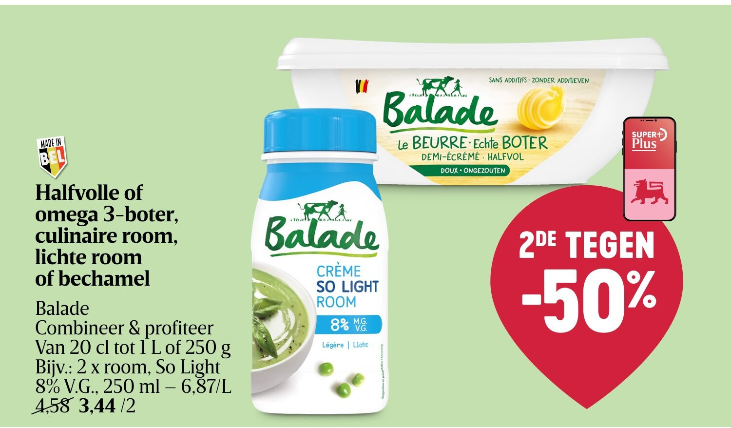 Halfvolle of omega 3-boter, culinaire room, lichte room of bechamel
