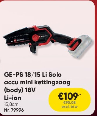 GE-PS 18/15 Li Solo accu mini kettingzaag (body) 18V Li-ion