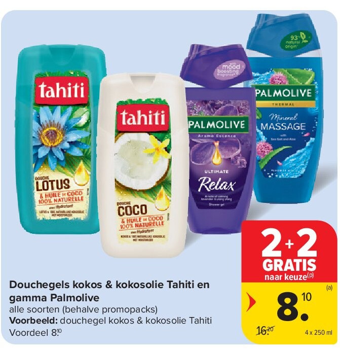 Douchegels kokos & kokosolie Tahiti en gamma Palmolive