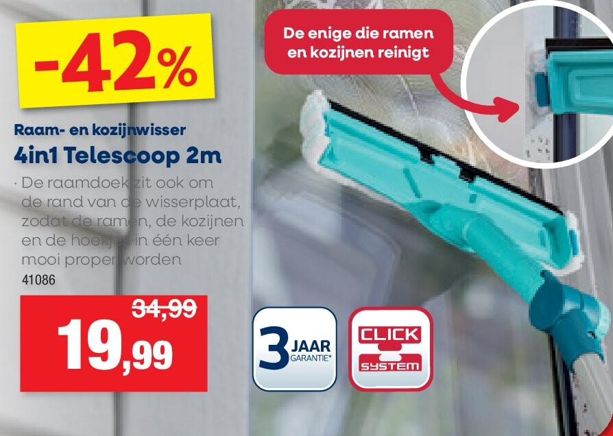 Raam- en kozijnwisser 4in1 Telescoop 2m