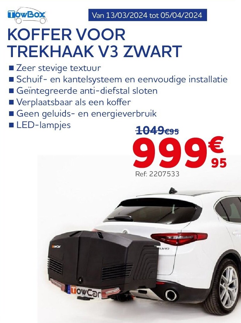 KOFFER VOOR TREKHAAK V3 ZWART