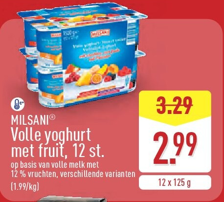 Volle yoghurt met fruit, 12st.