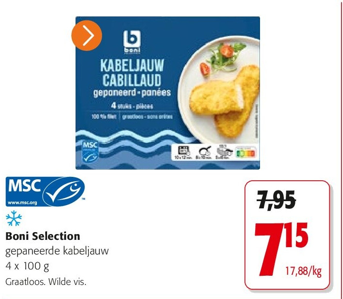 Boni Selection gepaneerde kabeljauw 4 x 100 g
