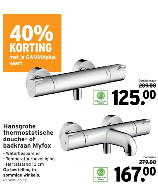 Hansgrohe thermostatische douche- of badkraan Myfox