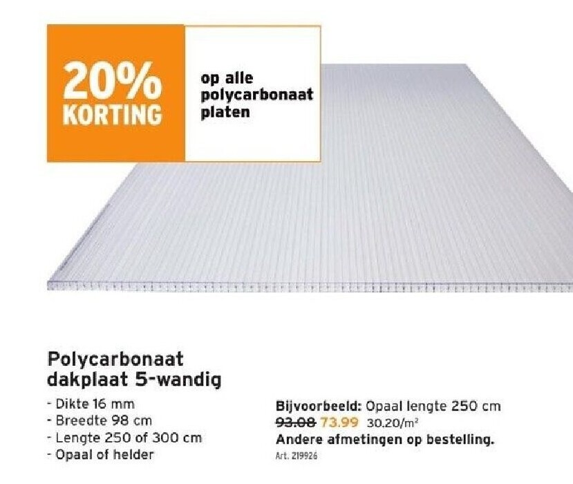 Polycarbonaat dakplaat 5-wandig