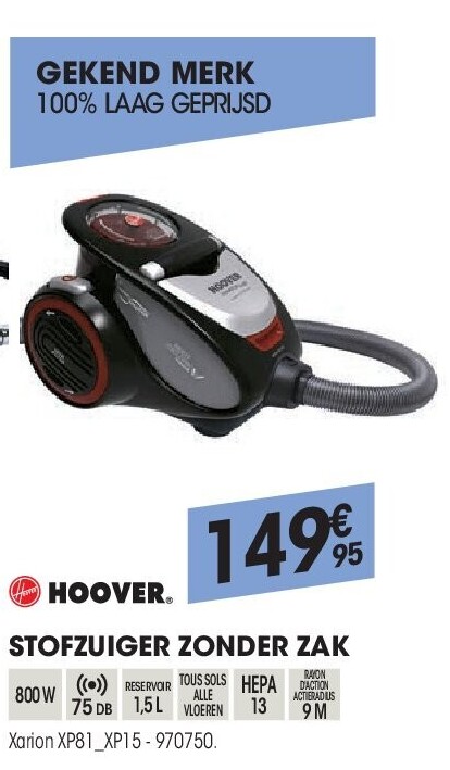 HOOVER STOFZUIGER ZONDER ZAK